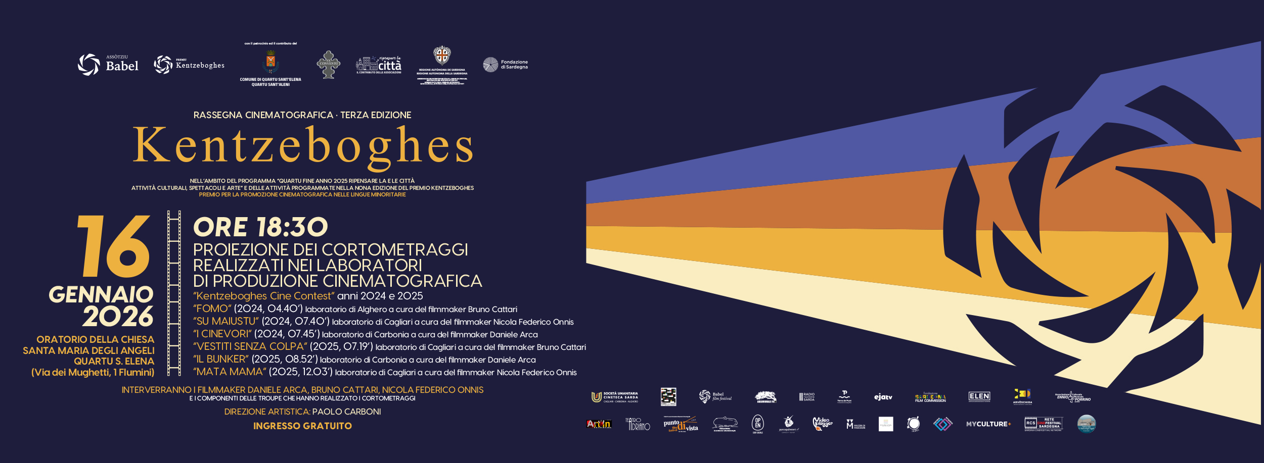 Locandina Rassegna cinematografica Kentzeboghes serata cortometraggi